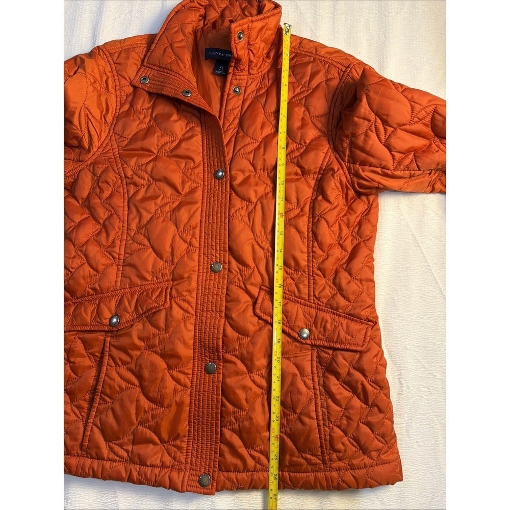 LANDS' END Women's Burnt Orange Quilted Lightweight Jacket Coat X-Small Preppy - Picture 4 of 6